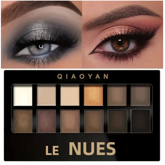 Paleta de Sombras de Ojos 12 Colores con Pincel – Impermeable y Duradera