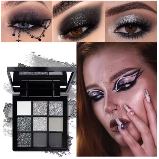 Paleta de Sombras de Ojos 9 Colores – Rojos, Violetas y Brillantes