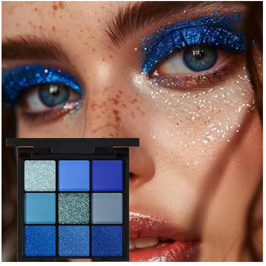 Paleta de Sombras de Ojos 9 Colores – Rojos, Violetas y Brillantes