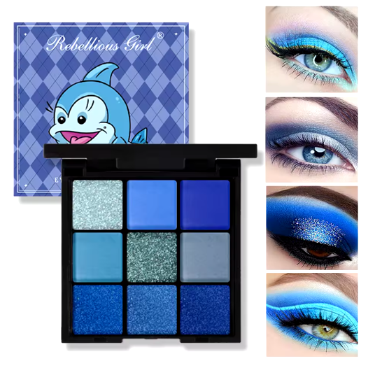 Paleta de Sombras de Ojos 9 Colores – Rojos, Violetas y Brillantes