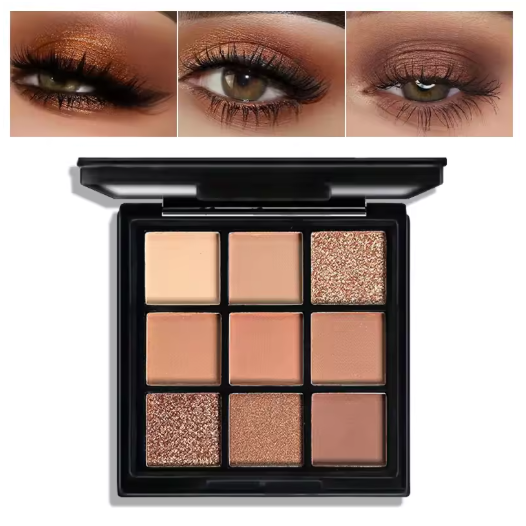 Paleta de Sombras de Ojos 9 Colores – Rojos, Violetas y Brillantes
