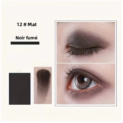 Paleta de Sombras de Ojos 12 Colores con Pincel – Impermeable y Duradera