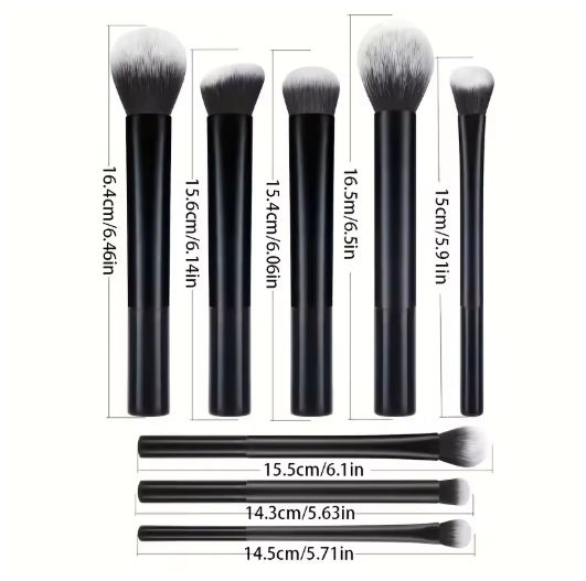 Set de Brochas de Maquillaje 8 Piezas – Cerdas Suaves y Sintéticas para Rostro y Ojos