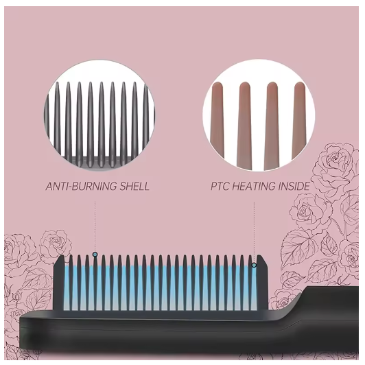Alisador de Cabello Profesional PTC – Peine Eléctrico de Calentamiento Rápido