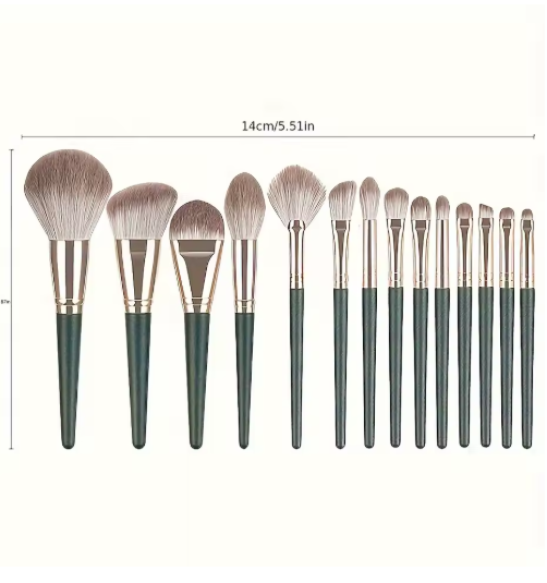 Set de Brochas de Maquillaje de Lujo – 14 Piezas Profesionales para Rostro y Ojos