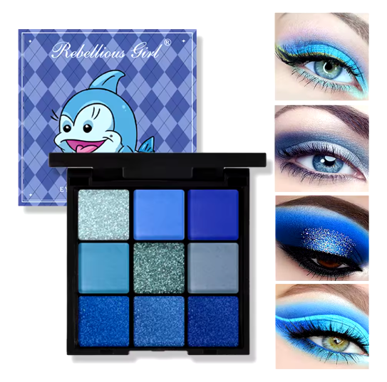 Paleta de Sombras de Ojos 9 Colores – Rojos, Violetas y Brillantes