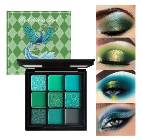 Paleta de Sombras de Ojos 9 Colores – Rojos, Violetas y Brillantes