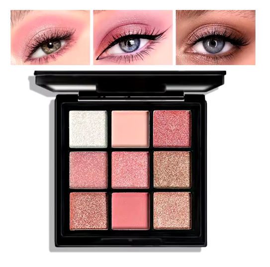 Paleta de Sombras de Ojos 9 Colores – Rojos, Violetas y Brillantes