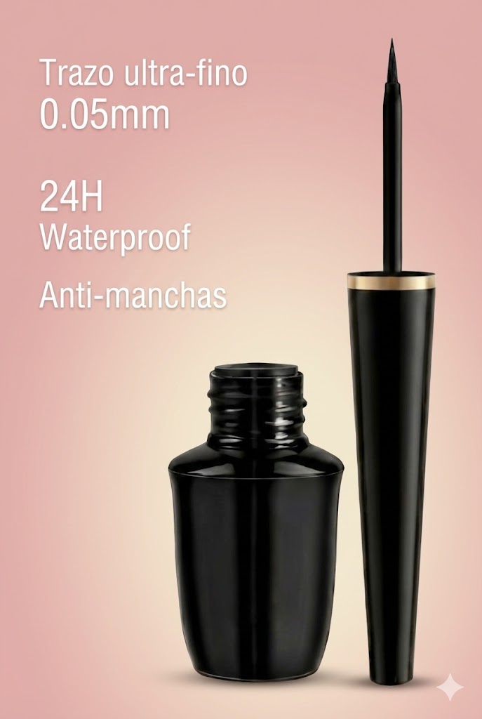 Delineador Líquido Negro Ultra-Fino – Impermeable y de Larga Duración