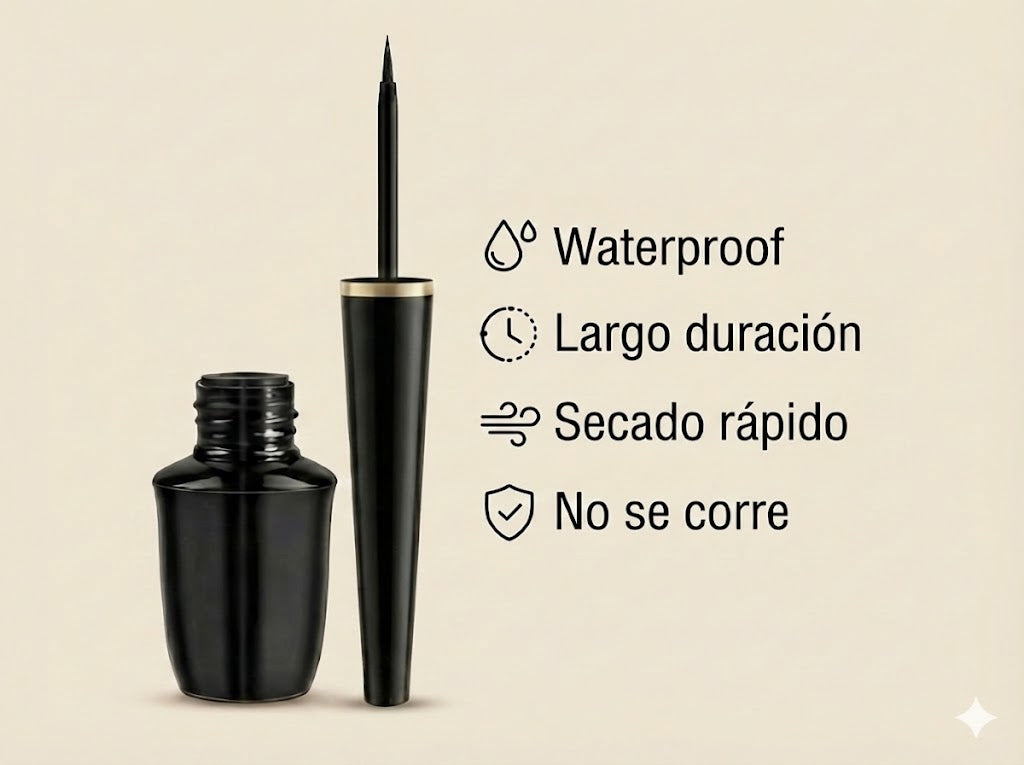 Delineador Líquido Negro Ultra-Fino – Impermeable y de Larga Duración