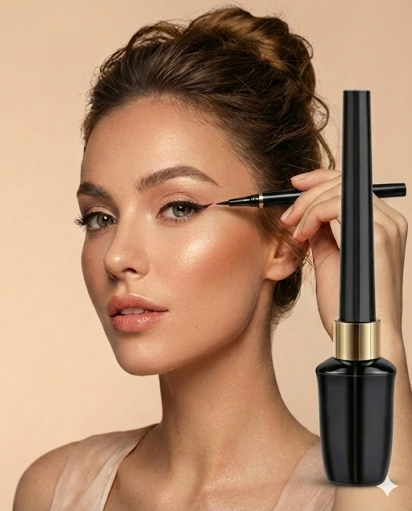 Delineador Líquido Negro Ultra-Fino – Impermeable y de Larga Duración